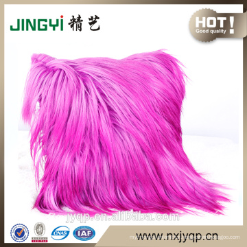 Home Decorative Long Hair Goat Skin Cushion Grey